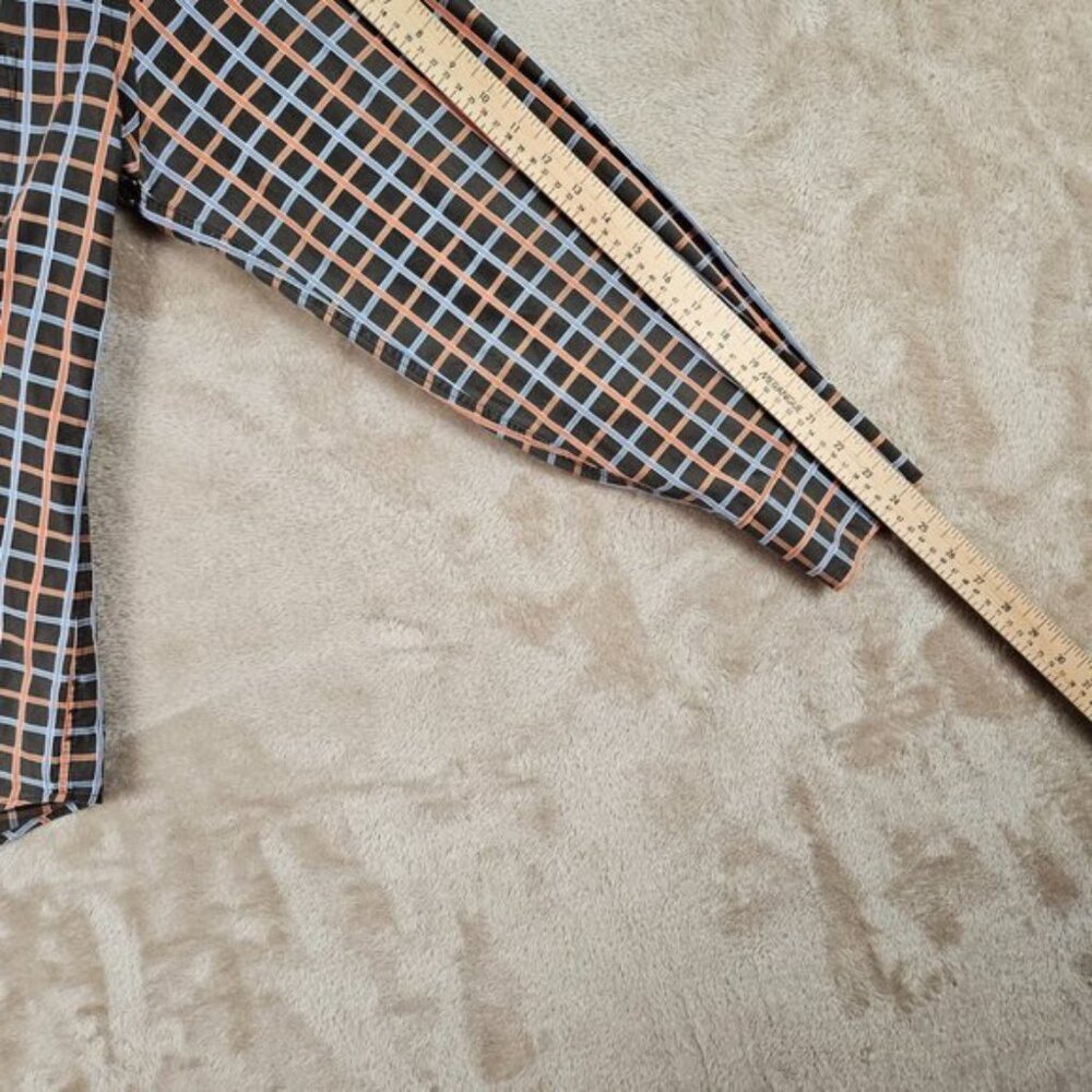Vintage Faconnable Mens Dress Shirt Size M Pockets Check Plaid Long Sleeve - Picture 5 of 10
